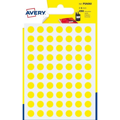 Avery PSA08J étiquette auto-collante Cercle Permanent Jaune 420 pièce(s)