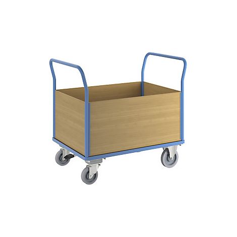 eurokraft pro  Carrello a pianale con sponde in legno  con 4