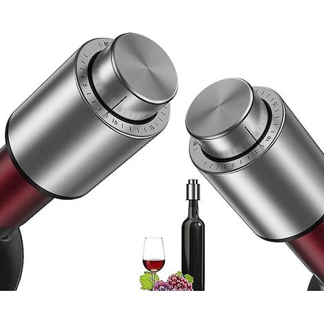 lot De 2 Bouchon De Bouteille Vin Sous Vide Outil De Conservation Vin Rutilisable Avec Echelle Temps. Pompe Vide Vin. Respectueux L'environnemen (1/4)