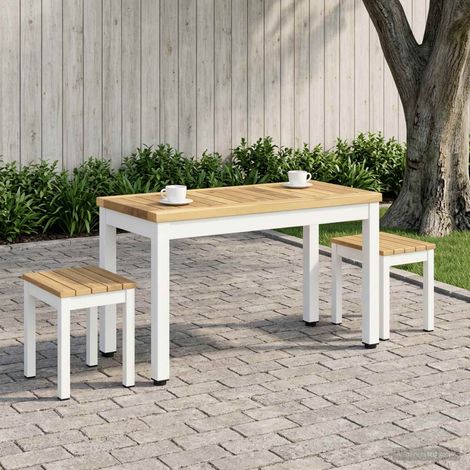 vidaXL Mesa de centro Blanco 60,5 x 30 x 36 cm Madera de Acacia Sólida (1/5)
