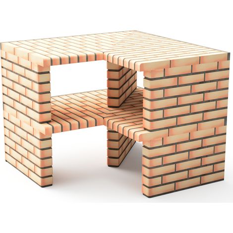 MOVELAR - Module Angle Luxor pour Barbecue en Béton Préfabriqué (Gris, orange - 112 x 112 x 112 cm) - Usage Extérieur