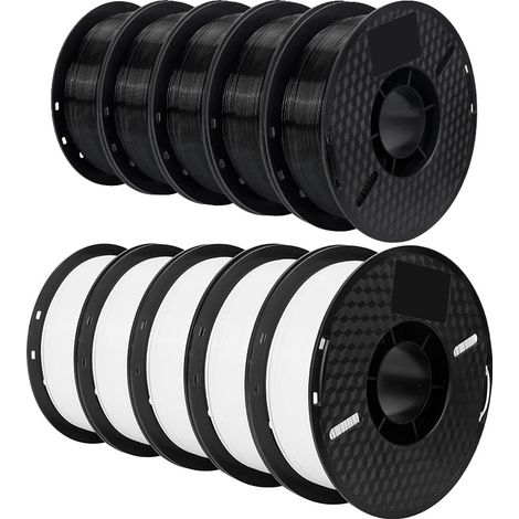 Filamento PLA per stampanti 3D, diametro 1,75 mm, rotolo da 1 kg, 5 kg PLA BK WH (1/2)