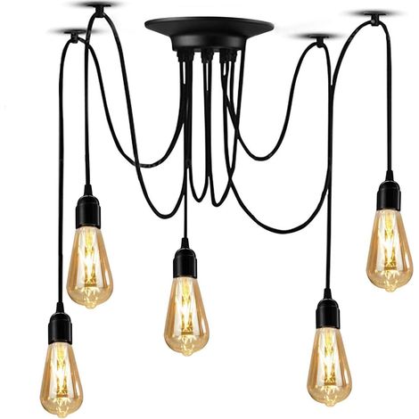 Lampadario a Sospensione 5 Bracci Lampadario a Forma di Ragno Luce Pendente Stile Vintage per Sala da Pranzo Camera da Letto Hotel E27