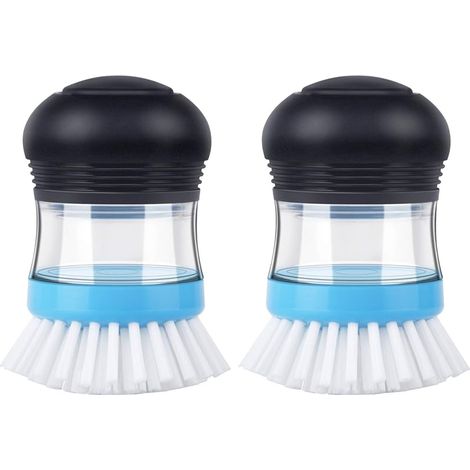 MR.SIGA Brosse à Vaisselle avec Distributeur de Liquide, Brosse Cuisine pour Laver Vaisselle Casserole Évier, Lot de 2 (1/5)