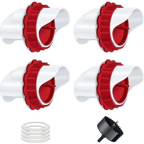 Mangeoire Poules, Mangeoire Poule Automatique, 4 Ports DIY Mangeoire à volaille Gravité Kit pour Seaux Tonneaux Bacs. (1/4)