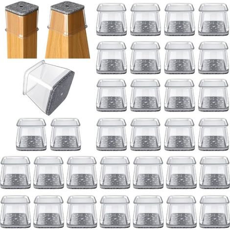 32 embouts de pieds de chaise en silicone pour parquet, protège-sol en feutre, grands modèles pour plancher bois, sous-verre antidérapant (1/5)