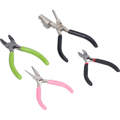 Ensemble de 4 pinces à bijoux en acier à haute teneur en carbone, pinces diagonales pour la fabrication de bélières, outils de sertissage manuels (1/5)