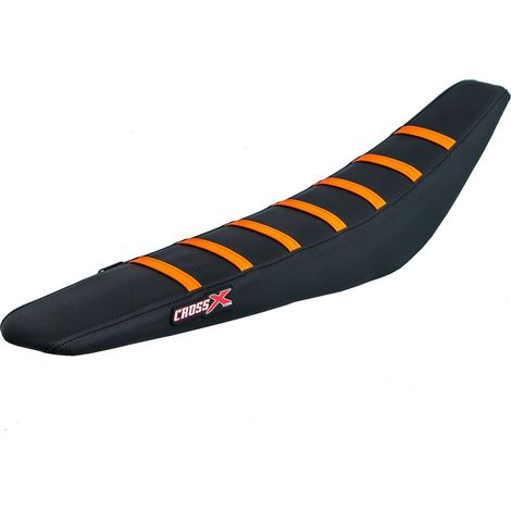 HOUSSE DE SELLE KTM SXF-SX , XC , EXC - TOP BLACK- SIDE BLACK-STRIPES ORANGE