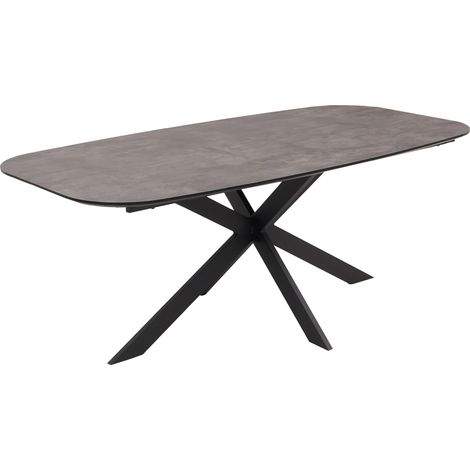 Esszimmertisch HHG-180, Tisch Esstisch, MDF Metall 200x100cm graue Stein-Optik
