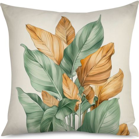 Housse de coussin, Coussin décoratif imprimé feuilles de lierre, 60x60 cm (1/5)