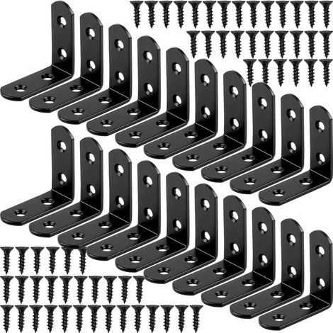 20 pièces support noir à Angle droit support en forme de L support d'angle 90 degrés support métallique en acier inoxydable 4040mm (1/5)