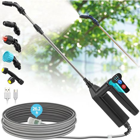 43 Zoll lange Verlängerungslanze für wiederaufladbare Gartenspritzen – 3 einstellbare Einstellungen mit Batteriestandsanzeige und 26,2 Fuß langem Schlauch inklusive 4 verstellbarer Düsen und einem Fil (1/5)