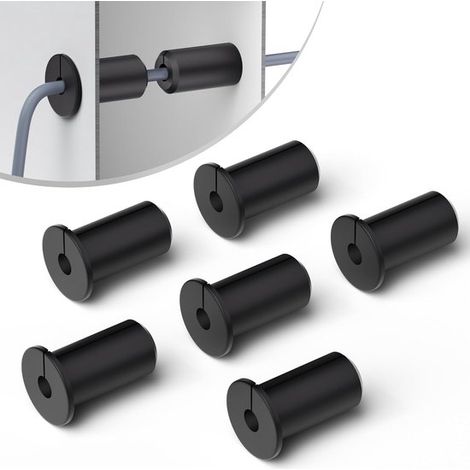 6 pasacables de pared de goma para cable Ethernet, orificio de 24 mm de diámetro, impermeables, color negro (1/5)