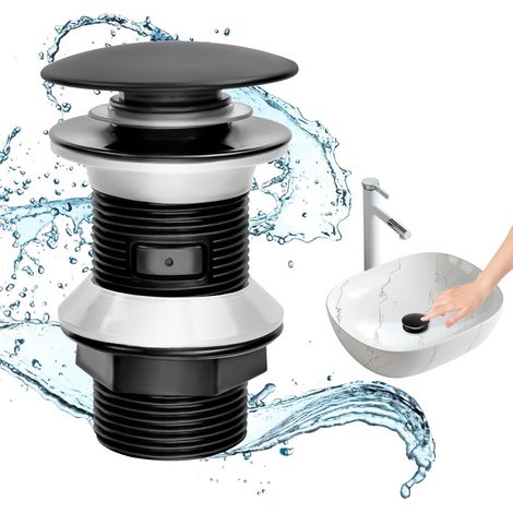 2 Stück Waschbeckenabfluss ohne Überlauf, Abfluss, Waschbeckenabfluss aus Messing, Waschbeckenabflussdichtung, Badabfluss, schwarzs