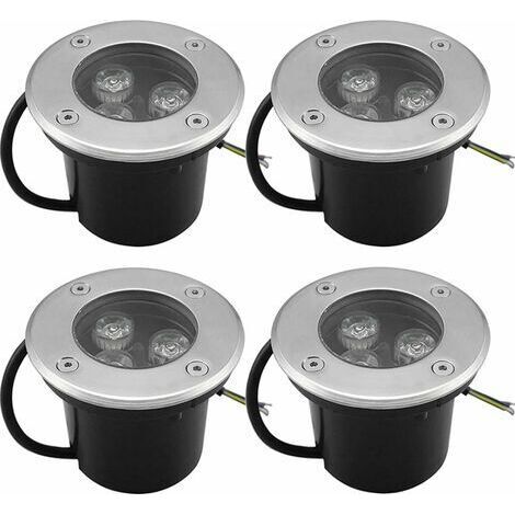 BUNTHAUS 4 PACK 3W IP65 Spot LED Encastré Extérieur 270 Lumen Rond Led Terrasse Downlight Lampe D'éclairage De Jardin Extérieur, pour Jardin Chemin Cour Garage, Blanc Chaud