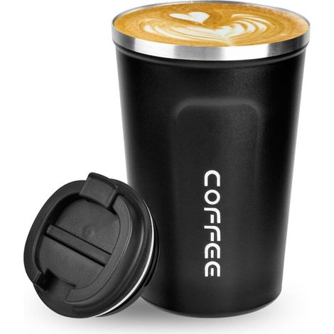 Mug isotherme de voyage pour café, 380 ml, avec couvercle étanche, réutilisable, en acier inoxydable à double paroi sous vide. (1/5)