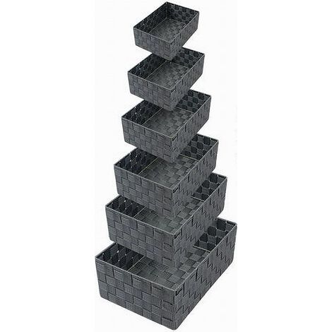 Cleafe - Set 6 Pz Scatola In Tessuto Organizer Scaffali Porta Oggetti Grigio Scuro 79068 - (1/5)