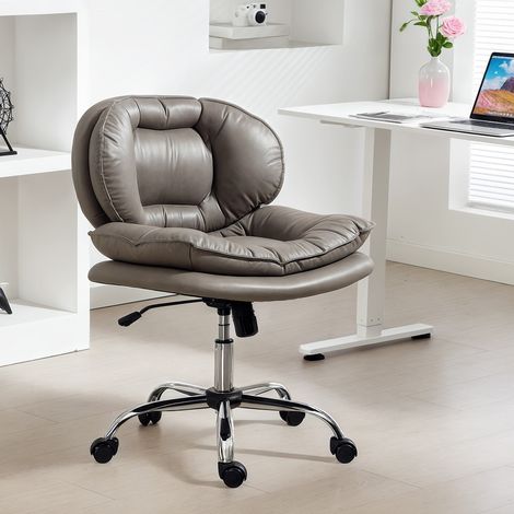 Chaise bureau pieds Gris croisés roues assise larges hauteur réglable double rembourrage fonction basculante