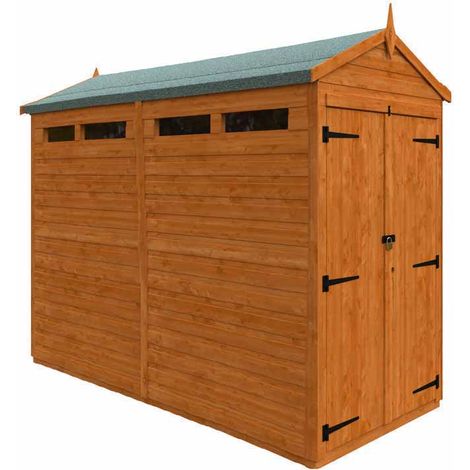 8x4 Flex Apex Security Double Door 12mm Flex - L238.8 x W115 x H219.2 cm - Solid Wood/Softwood/Pine - Burnt Orange