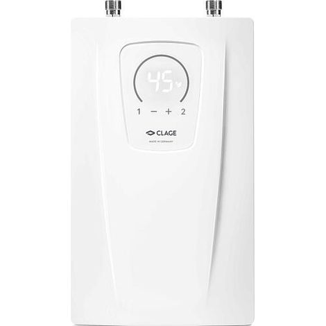 Clage – Chauffe-eau instantané 6,9 kW – Sous évier – Tension 400 V – Régulation électronique – IP24 – Température réglable 20-60°C