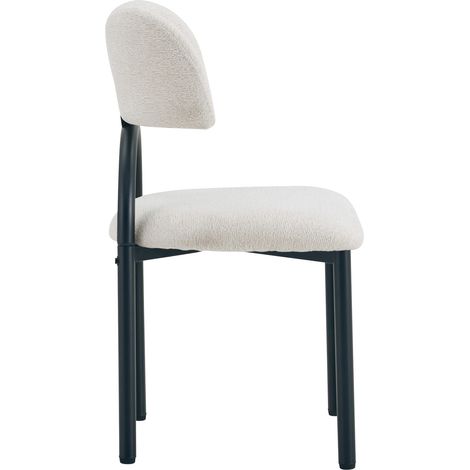 Set de 2 sillas de comedor tapizadas en tejido beige con estructura metálica negra MODENUIT (1/5)