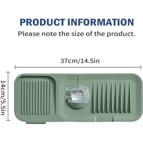 (Vert, 37 x 14 cm) Protection anti-éclaboussures en silicone pour évier et robinet, drainage et plan de travail (1/5)