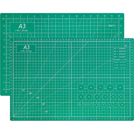Tapis de Découpe A3 Auto-cicatrisant 5 Couches PVC, Planche à Découper Double Face avec Grilles Métriques et Impériales, pour Couture, Patchwork, Bricolage et Loisirs Créatifs, 30,5 x 45,7 cm (1/5)