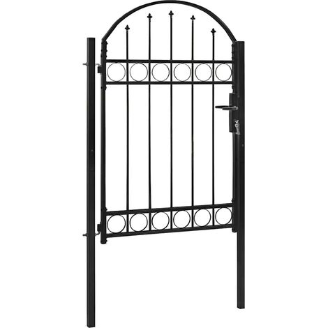 Portail de jardin,Portail de clôture,Portillon de jardin avec dessus arqué Acier 1 x 1,5 m Noir CFW68874 (1/5)