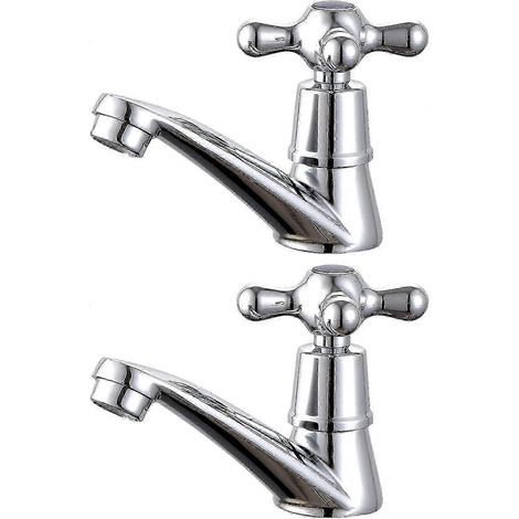 1 paire de robinets de salle de bain Q36, robinet à levier croisé pour eau chaude et froide-AquaForge (1/5)