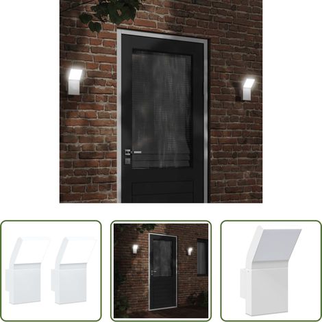 Außenbeleuchtung - LED-Außenwandleuchten 2 Stk. Weiß Aluminiumdruckguss (1/5)