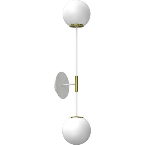 Applique Satelit Luminex bianco-oro 2 globi vetro E27