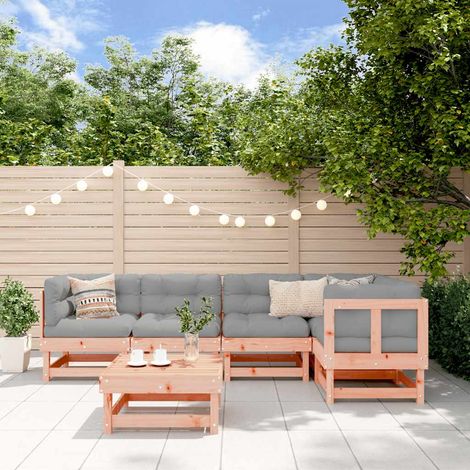 6-tlg. Garten-Lounge-Set mit Kissen Massivholz Douglasie