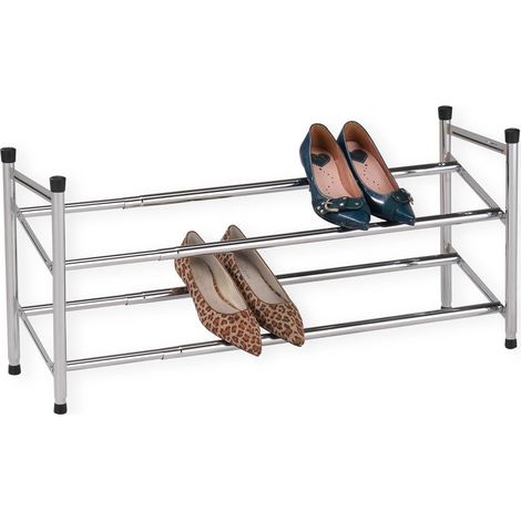 Etagère à chaussures LENNART, 2 tablettes modulables, chromé