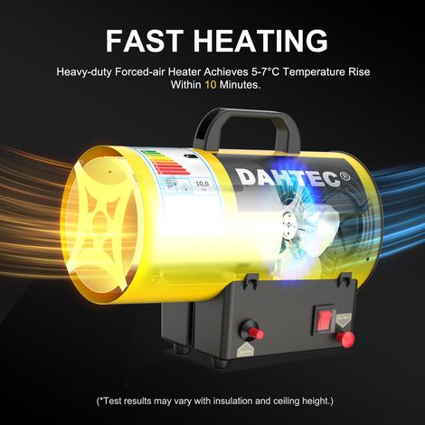 Industrial Gas Space Heater Portable Fan Garage Warmer Heater Workshops Hot Air Blower Fuel Consumption 0.73kg/h, Yellow, 10KW [Energy Class A] (1/5)