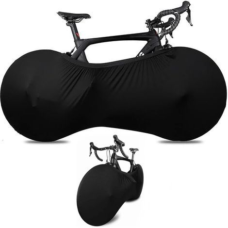 Fahrradabdeckung, staubdichte Fahrradabdeckung für drinnen und draußen, waschbare, dehnbare Radabdeckung, Schutzhülle für alle Mountainbikes und Rennräder (Schwarz) (1/5)