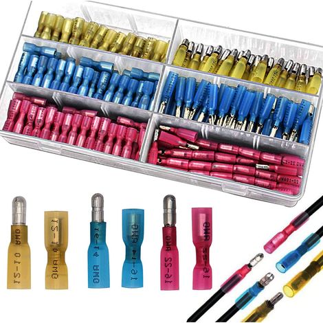 200pcs thermorétractable connecteurs bout,joint de soudure connecteur de fil isolés, connecteur electrique thermoretractable connecteurs bout pour Automobiles Motos