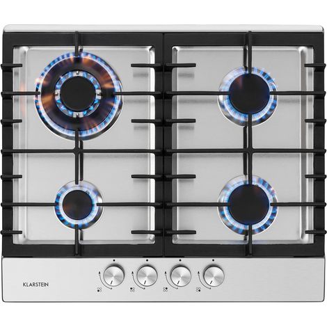 Klarstein – Plaque de cuisson gaz 4 brûleurs 8100W – Brûleur puissant 3,6 kW – SnapJetIgnition pour allumage rapide – Surface inox facile à nettoyer (1/5)