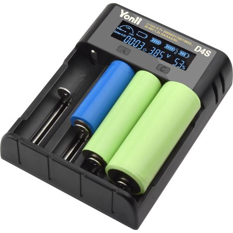 18650 Chargeur Piles 4 Slot Automatique avec Charge Affichage LCD Mode pour Li-ION Ni-MH Ni-CD AA AAA AAAA C 22650 18490 18350 RCR123 (Les Piles ne co (1/4)