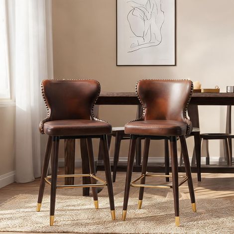 Tabouret de bar en bois métal similicuir mousse 52 x 53 x 101 cm (1/5)
