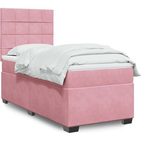 Boxspringbett mit Matratze Rosa 80x200 cm Samt