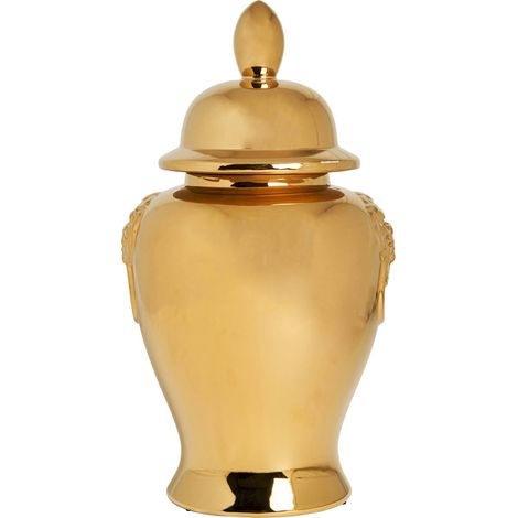 Élégance dorée: Vase Tibor Lua style Art Déco en céramique - Doré satiné éclatant d'inspiration Art Déco (1/3)