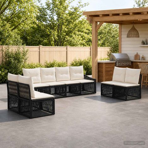 vidaXL Set Divano da Giardino 8 pz Nero polyrattan (1/5)