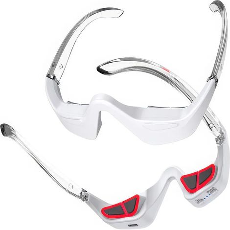 Masajeador ocular de microcorriente con luz roja. Gafas eléctricas para el cuidado de los ojos. Reduce las ojeras y la fatiga ocular. 4 modos. Recargable por USB. (1/4)