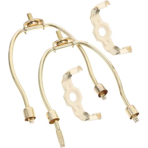 Lot de 2 supports de lampe en forme de harpe, fixation amovible pour lampes de table et lampadaires, structure métallique robuste, finition dorée. (1/5)