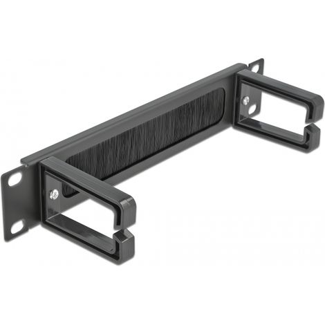 Delock Cepillo DE 10 para la gestión de cables con 2 ganchos 1U negro