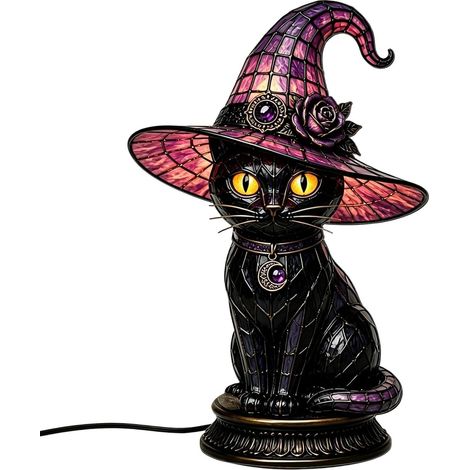 Lampe de table chapeau décoration LED USB en forme chat gothique (1/5)