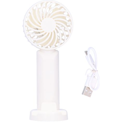 Ventilateur Portable 3 Vitesses avec Support Téléphone pour Dortoir - Blanc (1/5)