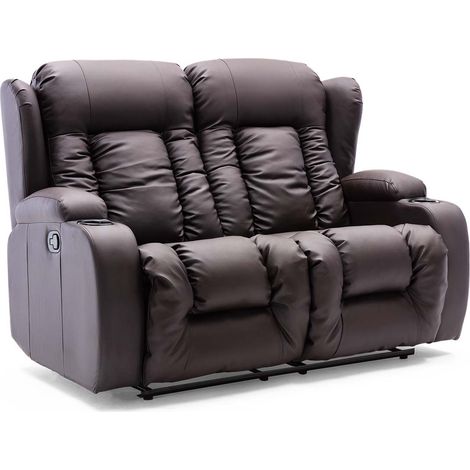 CAESAR HIGH BACK MANUAL BOND GRADE LEATHER RECLINER 3+2+1 SUITE SOFA ARMCHAIR SET BROWN 2 SEATER