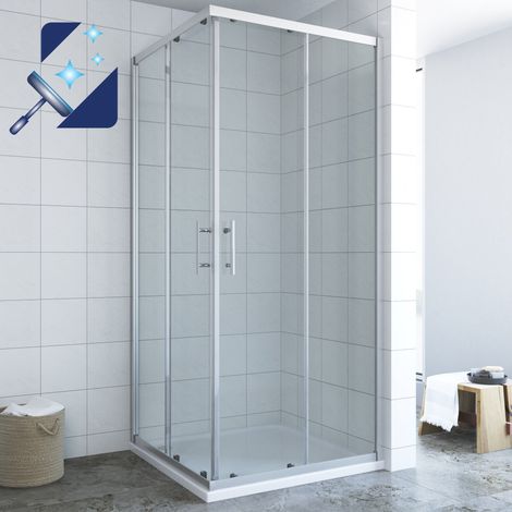 AQUABATOS® BOURGES-Serie Duschkabine Eckeinstieg 80x80cm mit Schiebetüren 6mm Echtglas Höhe 195 cm (1/5)