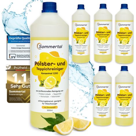 Sommertal Polster- und Teppichreiniger, 6L Profi Konzentrat, für über 240 Waschvorgänge, geeignet für Sofa, Polster, Auto Sitze, Teppich (1/5)